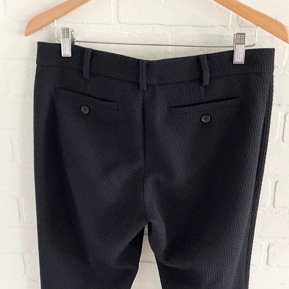 Club Monaco Women Ankle Pants Waffle Cotton Black Tailored Straight leg Sz 6 - Picture 7 of 12